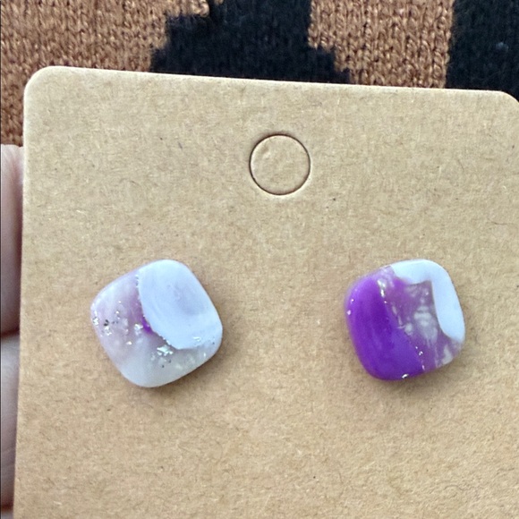 Jewelry - Purple and White Stud Earrings